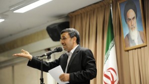 A handout picture released by the official website of the Iranian supreme leader, Ayatollah Ali Khamenei, shows outgoing Iranian president Mahmoud Ahmadinejad speaking during a meeting with Iranian officials at Khamenei's office in Tehran on July 21, 2013. AFP PHOTO/HO/KHAMENEI.IR)