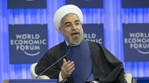 Iranian President Hassan Rouhani speaks during a session at the World Economic Forum in Davos, Switzerland on January 23. (AP/Michel Euler)