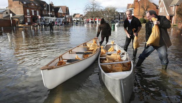 River Thames breaches its banks near London