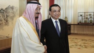 Chinese Premier Li Keqiang, right, shakes hands with Saudi Crown Prince Salman Bin Abdulaziz at Ziguangge Pavilion in the Zhongnanhai leaders' compound in Beijing on March 14, 2014. (Reuters/Lintao Zhang/Pool)