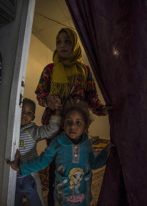 Zahara and her children in the Tripoli camp. (Asharq Al-Awsat/Hannah Lucinda Smith)