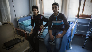 Free Syrian Army fighters in hospital in Turkey. (Asharq Al-Awsat/Hannah Lucinda Smith)