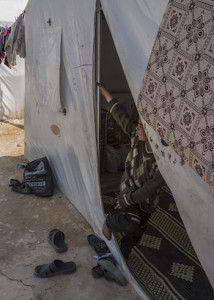 Syrian refugees in Marea. (Asharq Al-Awsat/Hannah Lucinda Smith)