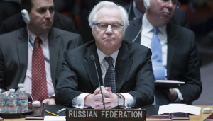 Russia's UN Ambassador, Vitaly Churkin, listens during a UN Security Council meeting on the Ukraine crisis, in this March 15, 2014, file photo. (AP Photo/John Minchillo)
