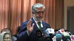 Afghanistan's presidential candidate Abdullah Abdullah speaks during a news conference in Kabul, Afghanistan, Wednesday, June 18, 2014. (AP Photo/Massoud Hossaini)
