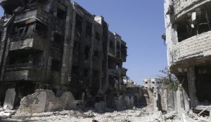 A general view shows damaged buildings in Jobar, a suburb of Damascus, on July 18, 2014. (REUTERS/Bassam Khabieh)