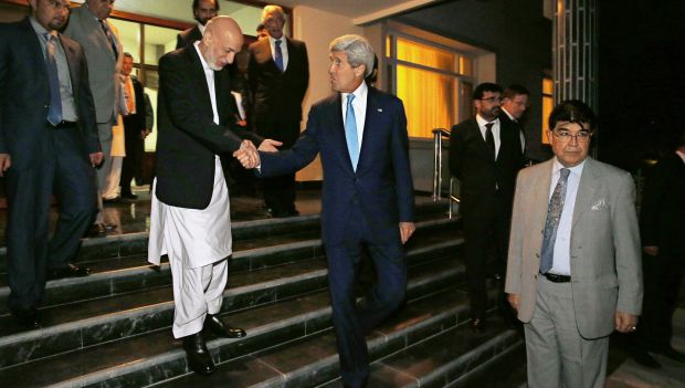 Kerry pushes for a deal in second day of talks on Afghan vote crisis