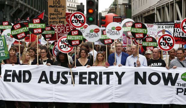Thousands march in central London to protest austerity