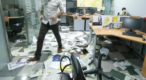 Asharq al-Awsat Beirut-based Office after being attacked, Friday, April 1, 2016.