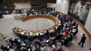 The United Nations Security Council meets at the UN Headquarters in New York