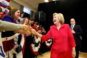 Democratic presidential candidate Hillary Clinton greets supporters at Transylvania University in Lexington, Kentucky, U.S.