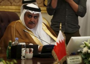 Bahrain's Foreign Minister Sheikh Khaled bin Ahmed al-Khalifa attends a Gulf Cooperation Council (GCC) meeting in Riyadh