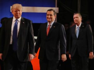 Donald Trump, Ted Cruz and John Kasich- REUTERS/Jim Young