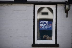 A “Vote Remain” sign near Charing, England. Credit Ben Stansall/Agence France-Presse — Getty Images