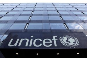 The UNICEF logo is pictured on a building in Geneva November 17, 2009. REUTERS/Denis Balibouse
