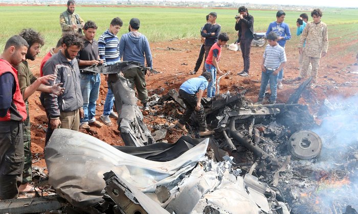 Regime Warplane Crashes Near Damascus, Syria