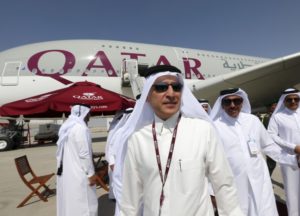 CEO of Qatar Airways Akbar Al Baker visits the Dubai Airshow November 8, 2015. REUTERS/Ahmed Jadallah - RTS602C