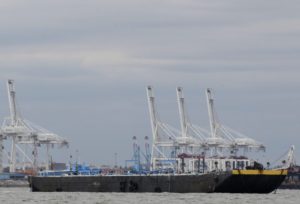 An oil tanker is anchored in New York Harbor. REUTERS/Brendan McDermid