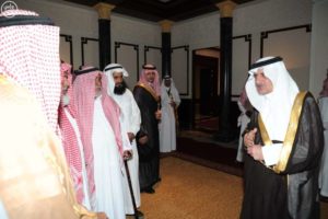 Emir of Tabuk Prince Fahd Bin Sultan recieving father of the Prophet's Mosque suicide attacker, S.P.A.