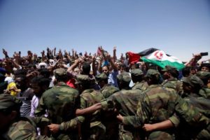 Indigenous Sahrawi people react during the funeral of Western Sahara's Polisario Front leader Mohamed Abdelaziz in Tindouf, Algeria June 3, 2016. REUTERS/Ramzi Boudina