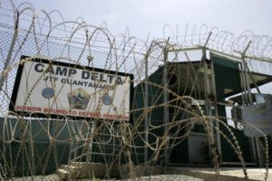 The front gate of Camp Delta is shown at the Guantanamo Bay Naval Station in Guantanamo Bay, Cuba September 4, 2007. REUTERS/Joe Skipper