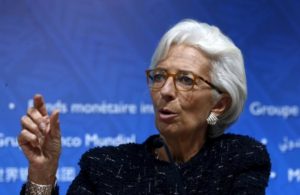 IMF Managing Director Lagarde talks at a news conference at the 2015 IMF/World Bank Annual Meetings in Lima