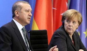 German Chancellor Angela Merkel Sitting Beside Turkish President Tayyip Erdogan