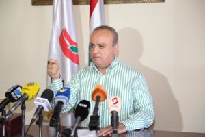 Wahhab speaks in a press conference last year/National News Agency NNA