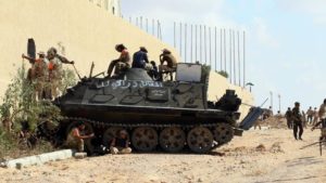 Forces loyal to Libya's Government of National Accord hold a position in the area known as District Three in the west of the coastal city of Sirte on September 3, 2016