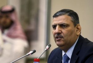 Riad Hijab, who was chosen by Syrian opposition groups as coordinator of a negotiating body to lead future peace talks attends a news conference in Riyadh