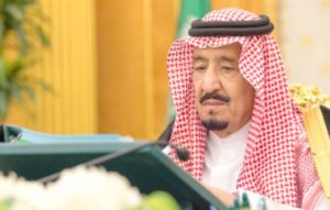 Custodian of the Two Holy Mosques King Salman chairs a Cabinet session at Al-Yamamah Palace in Riyadh. SPA