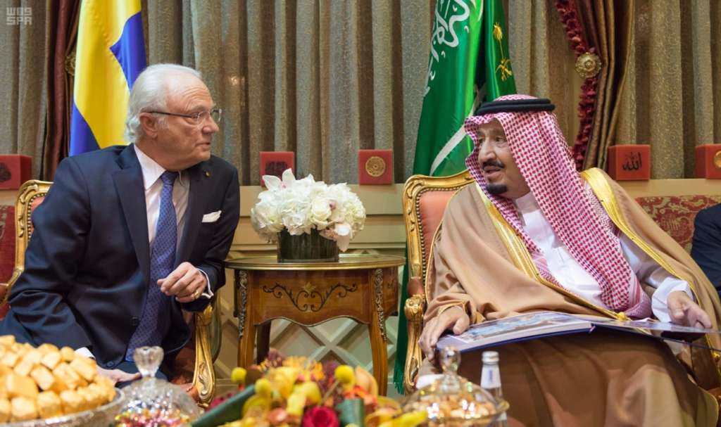Saudi King Salman Receives King of Sweden