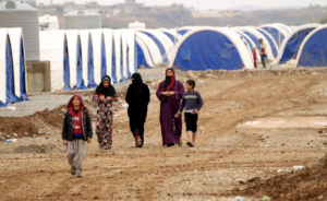 Iraqis displaced by the battle of Mosul in the newly established Khazir refugee camp, east of Mosul.
