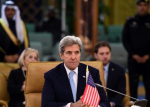 US Secretary of State John Kerry listens as he attends a meeting of the Quartet on the situation in Yemen, on December 18, 2016 in Riyadh