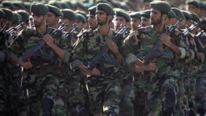 Members of Iran's Revolutionary Guards march during a military parade to commemorate the 1980-88 Iran-Iraq war in Tehra