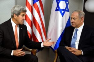U.S. Secretary of State John Kerry meets with Israeli Prime Minister Benjamin Netanyahu in Manhattan, New York