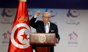 Tunisian President Beji Caid Essebsi speaks during the congress of the Ennahda Movement in Tunis, Tunisia