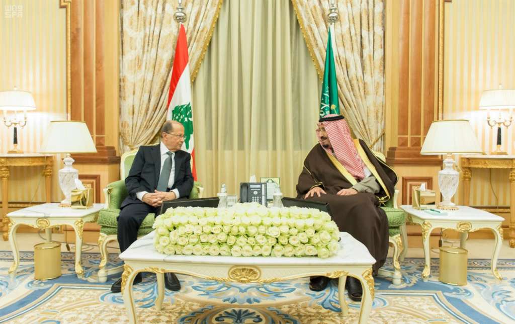 King Salman Receives Lebanese President