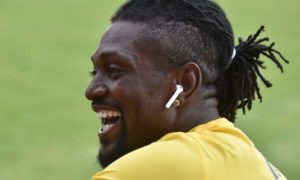 Emmanuel Adebayor at a Togo training session in Bitam, the team’s base for the Africa Cup of Nations. ‘I’m feeling even better than when I was on top of my game,’ he says.