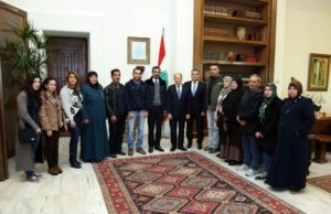President Aoun with families of the kidnapped soldiers