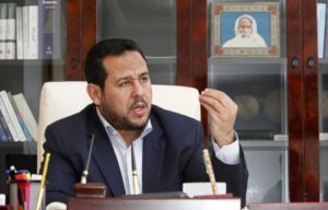 FILE PHOTO - Abdul Hakeem Belhadj, leader of the Al-Watan party, speaks during an interview with Reuters in Tripoli March 4, 2015.