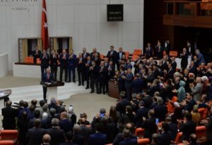 Turkey's Prime Minister and the leader of ruling AK Party Binali Yildirim makes a speech following the approval of a constitutional reform bill at the Turkish parliament in Ankara, Turkey, January 21, 2017.