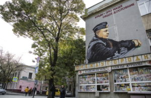 A mural in centre of Simferopol "Crimea is our common heritage" on Oct. 14