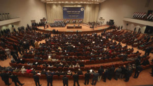Iraqi lawmakers attend a session in Baghdad, Iraq. (AP)