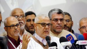 Abdelilah Benkirane, secretary-general of Morocco's Justice and Development Party (PJD) speaks during a new conference at the party's headquarters in Rabat, Morocco on October 8, 2016.