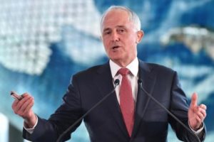 Australian Prime Minister Malcolm Turnbull delivers a speech at the National Museum of Emerging Science and Innovation in Tokyo