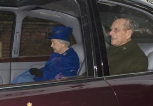 Britain's Queen Elizabeth and her husband Prince Philip leave after a service at St. Mary Magdalene church in Sandringham, Britain January 8, 2017. REUTERS/Alan Walter