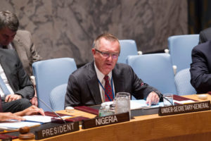 Jeffrey Feltman briefing the Security Council at its meeting on the situation in the Middle East on June 24, 2015. U.N.