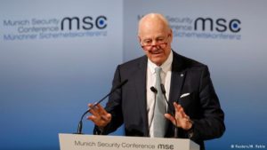 U.N. special envoy for Syria, Staffan de Mistura, at the Munich Security Conference on Sunday