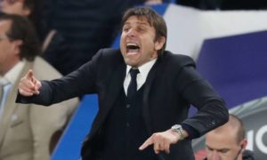 Antonio Conte, here urging his team to victory over Manchester City, said he would be at Chelsea next season.
